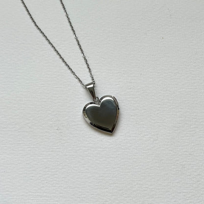 Collar Relicario Heart Silver Madre Perla