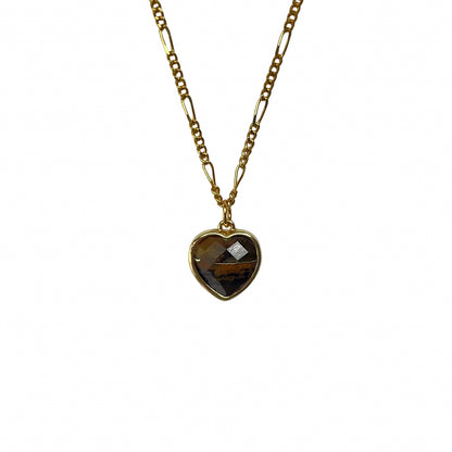 Collar Heart Stone Ojo de Tigre