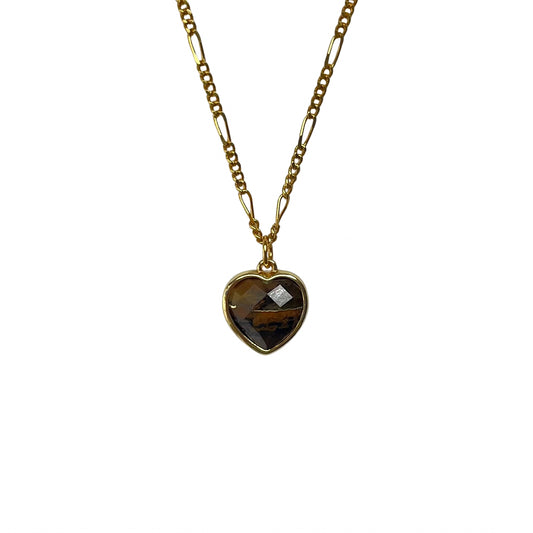 Collar Heart Stone Ojo de Tigre